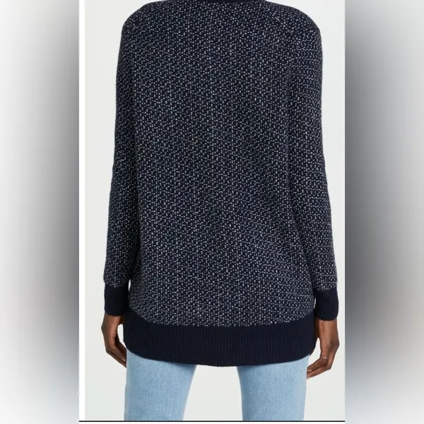 Madewell Bird’s Eye Maysfield Navy and White Women's Cardigan Sweater - Image 2