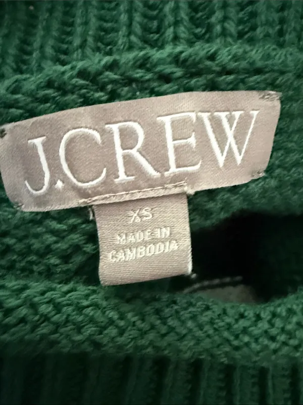 J. Crew Green & White Striped Cotton Roll Neck Sweater - Image 3