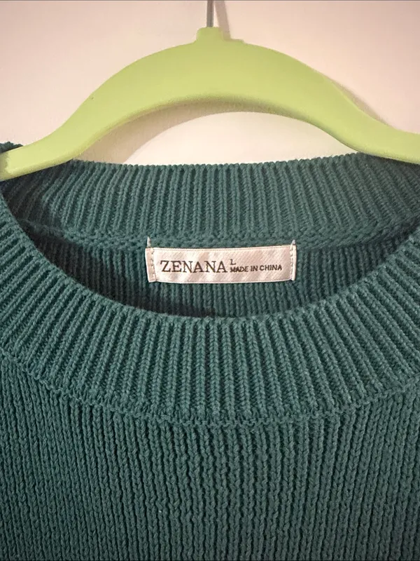 Zenana Outfitters Green Crewneck Sweater with Flag Motif - Image 2