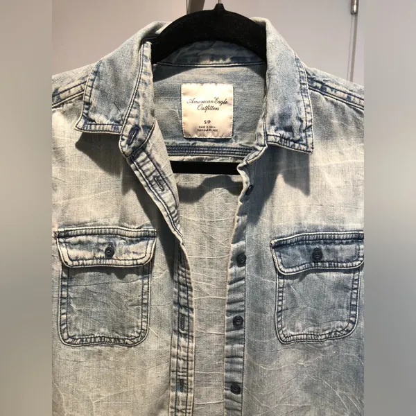American Eagle Denim Button Down Shirt Size S - Image 3
