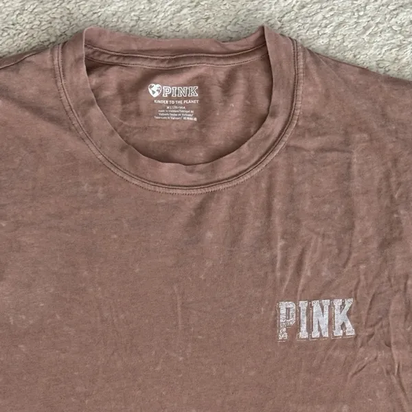 PINK Victoria's Secret Crest Logo Lounge Shirt Long Sleeve Medium Blush - Image 6