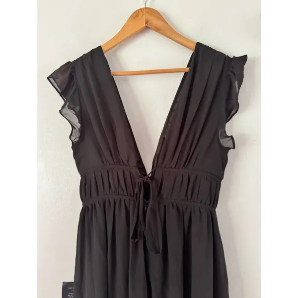 NWT Lulus I'm All Yours Black Ruffled Maxi Dress Size Small Wedding Prom Hoco - Image 6