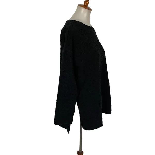 Zara Black Long Sleeve Top Medium Minimalist Workwear Casual Layer Streetwear - Image 3