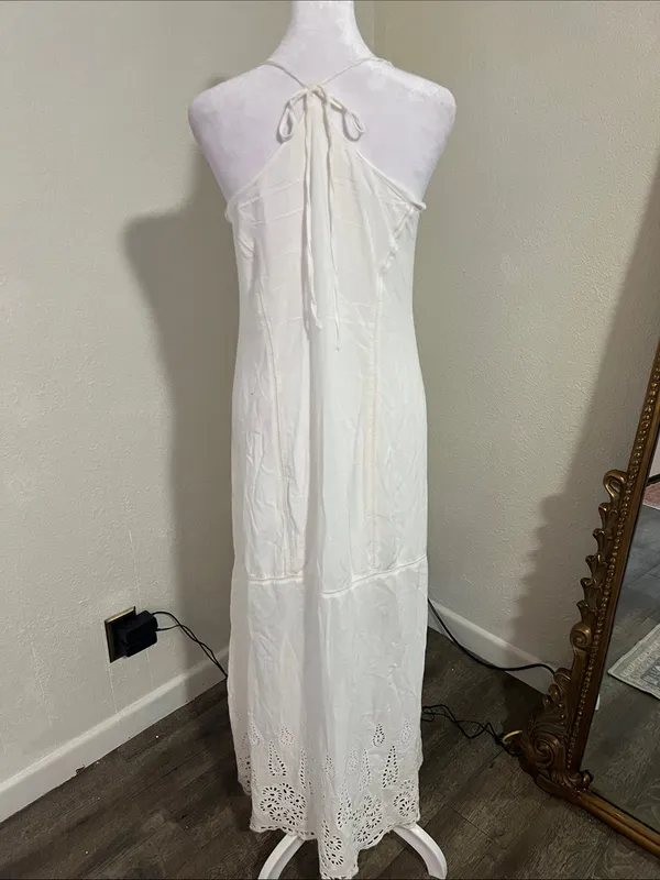 lovestitch White Eyelet Hem Maxi Slip - Image 7