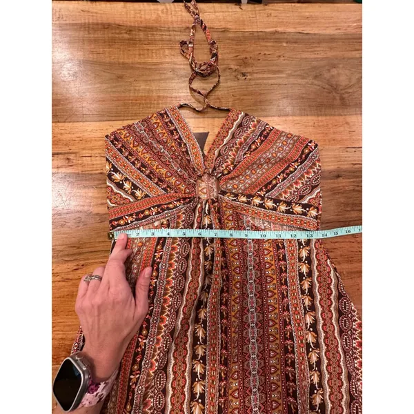 Shein Petite Small Boho Halter Handkerchief Hem Maxi Dress - Image 11