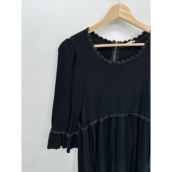 POL Babydoll Top Women Small Black Grunge Goth Boho Witch 1/2‎ Sleeve Stretch - Image 3