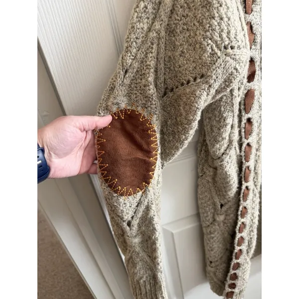 POL Cardigan Sweater Womens M Oatmeal Boho Cottagecore Open Cozy Coastal - Image 5