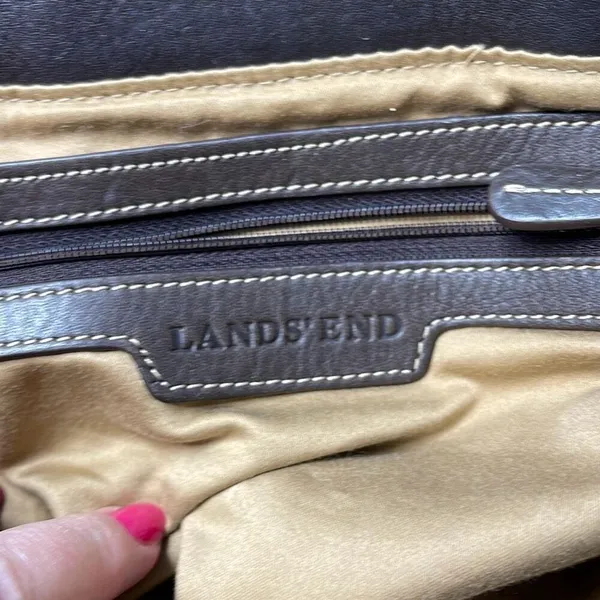Lands’ End brown pebbled leather satchel. - Image 12