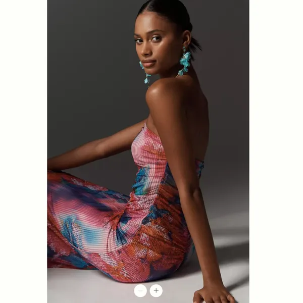 Anthropologie The Soleil Slim Strapless Ruched Mesh Dress - Image 3