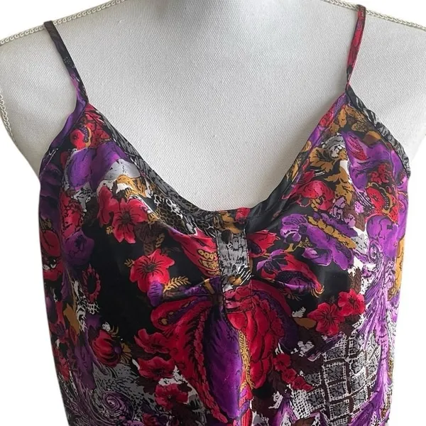 VTG California‎ Dynasty Womens Boho Whimsigoth Cami Tank M Purple Floral Paisley - Image 3