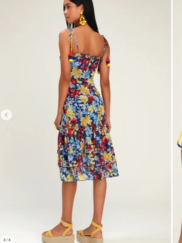 LULUS Flirty Sexy Tropical Vacation Resort Flirty Flowy FLoral Summer Dress - Image 3