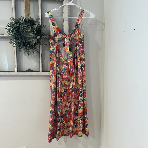 For Love & Lemons $252 Merrill Midi Slip Dress V‎ Neck Keyhole Cutout Tie Back S - Image 8