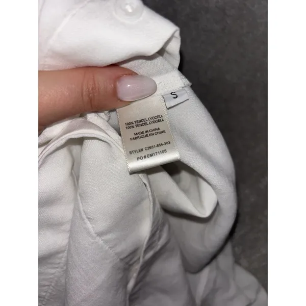 Cloth & Stone Shirt Womens Small White Tencel Button Front Pocket Blouse‎ Casual - Image 7