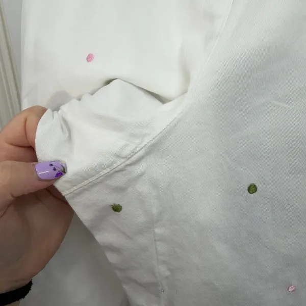 Vintage Classic Elements white embroidered polka dot capri‎ cropped pants cotton - Image 3