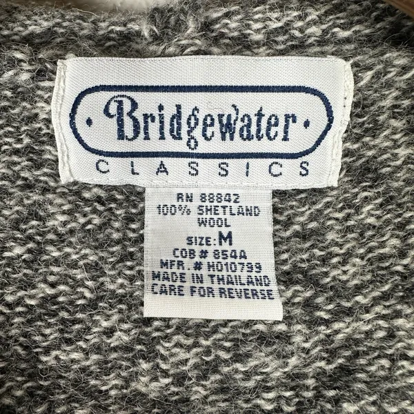 Bridgewater Classics 100% Shetland Wool Full Zip Hoodie Sweater Size Medium Gray - Image 5
