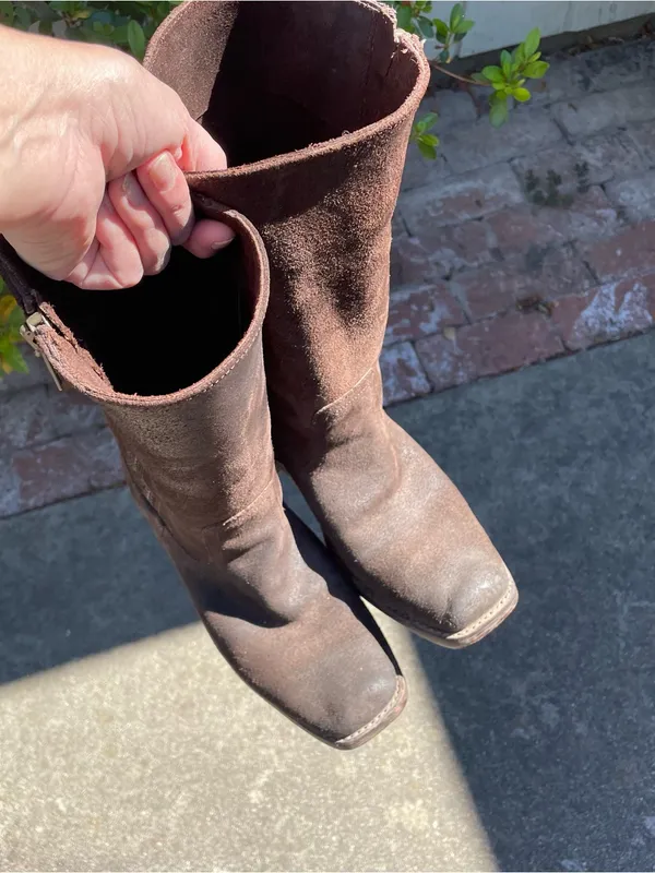 Frye 77281 Heath Outside-Zip Suede Motorcycle Boots Women’s Sz.‎ 7.5 Oiled Brown - Image 12