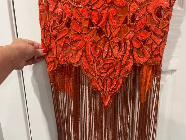 As Seen On Screen EDITION Sequin Cutwork Cami Midi Dress with Fringe (8) - Image 7