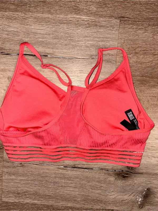 PINK Victoria's Secret Coral Ribbed Strappy Sports Bralette - Image 2