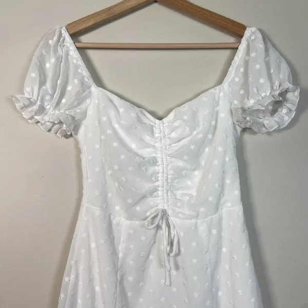 Princess Polly Mikail White Embroidered Mini Dress Size 2 Milkmaid Cottage‎ Y2K - Image 4