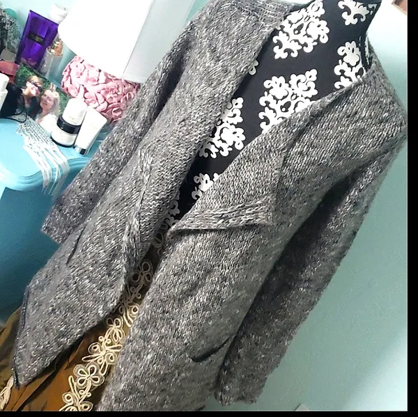 Maryline mohair wool cardigan sweater made in Italy metallic threading oversized - Image 2