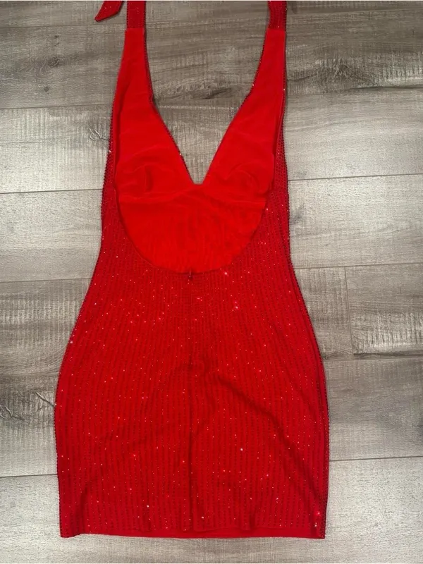Meshki Seina Vermillion diamente halter mini dress - Image 11