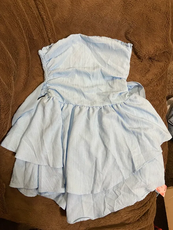 SheIn Pastel Blue Strapless Mini Tube Dress - Image 2