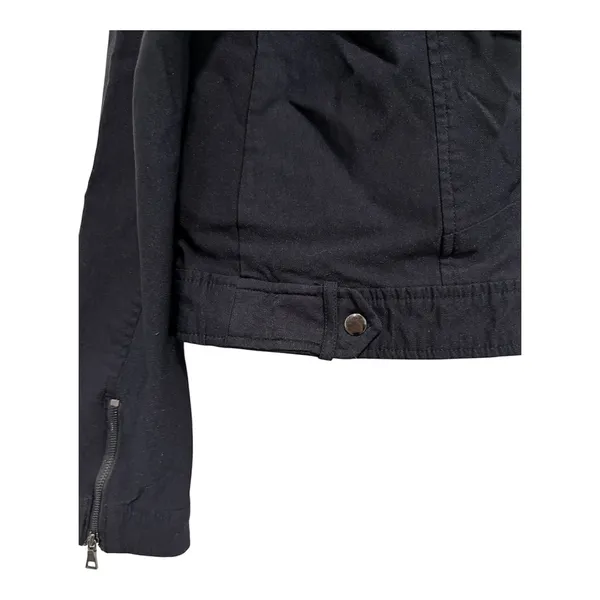 APT. 9 Jacket Women M Black Stretch Knit Crop Long Sleeve Asymmetrical Zip Front - Image 3