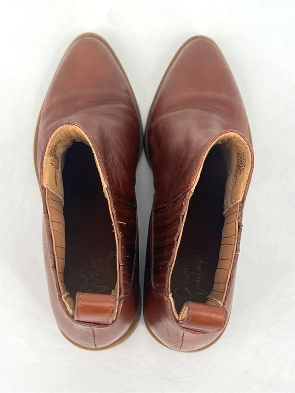 Crown Vintage Tolana2 Brown Leather Block Heel Chelsea Ankle Boots Booties 7.5 - Image 5