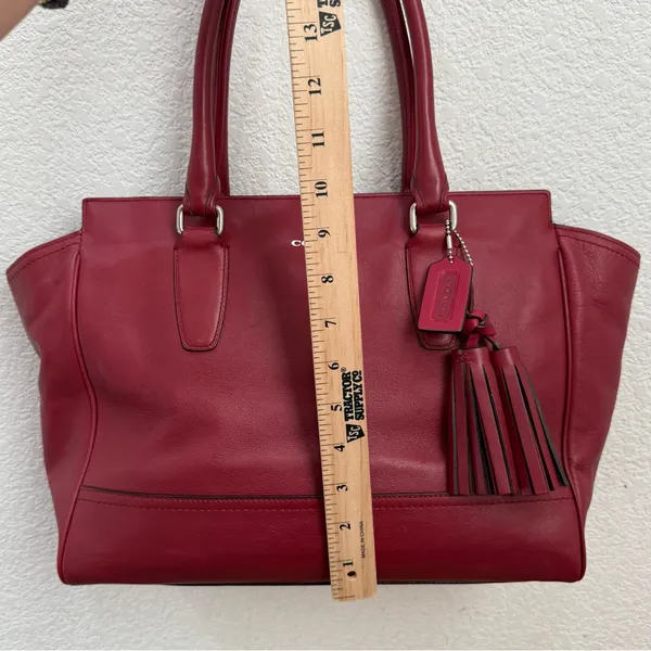 COACH 19890 Dark Red Leather Legacy Medium Candace Carryall Tote Shoulder Bag - Image 10