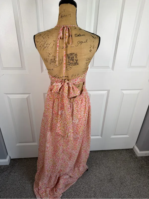 Koko + Mason Floral Halter Maxi Dress Size XL NWOT Open Back Smocked Boho - Image 5