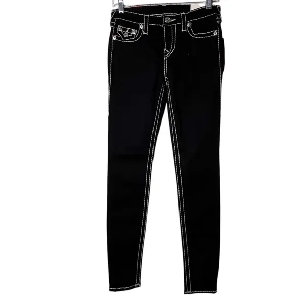 NWT 27 True Religion Girls Halle Black Skinny Jean 29" Inseam Youth Teen Juniors - Image 3