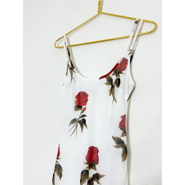 VRG Grl Rose Print White Midi Slip Dress Size 6 Romantic Wedding Feminine - Image 8
