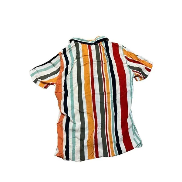 Zara Bright multicolored striped relaxed‎ fit womens button up blouse sz M - Image 2