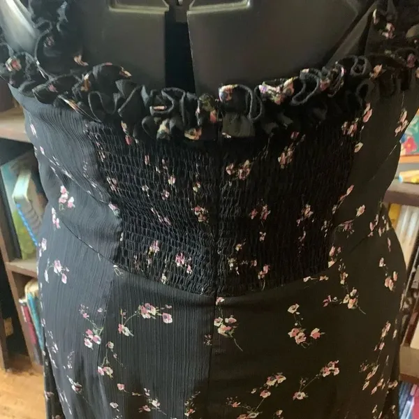 Lulu’s In the Garden black pink barbiecore floral L skater dress - Image 3
