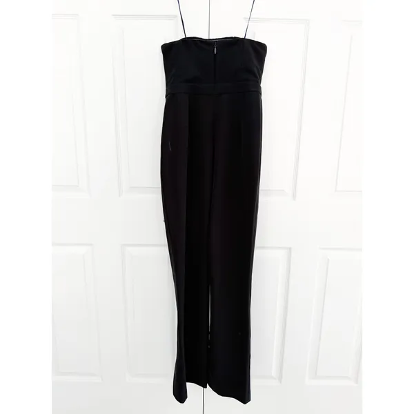 NBD Leena Strapless Black Crepe Jumpsuit Split Hem Straight Leg Cocktail Evening - Image 7