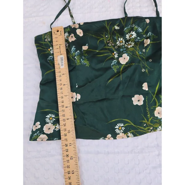 Reformation Overland Silk Floral Daisy Cami Top Green Smocked Back Size 0 - Image 7