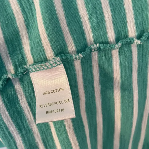Garnet Hill Dress Womens 12 Green‎ White Striped Cotton Casual Nautical Coastal - Image 12