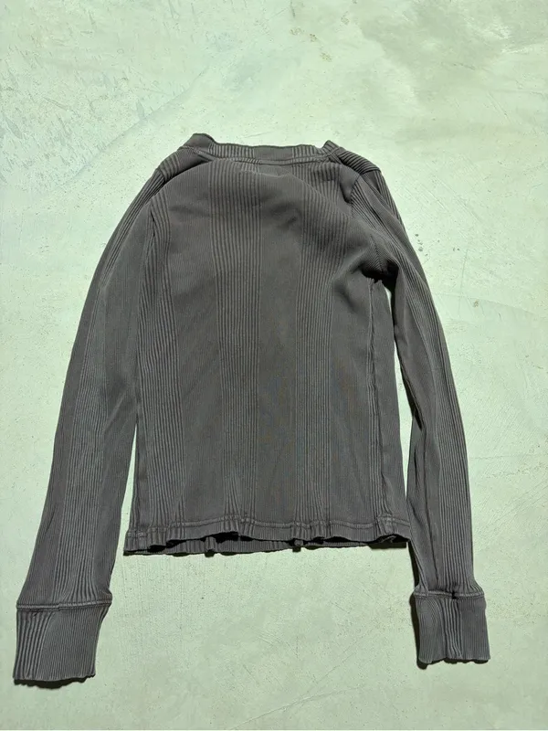 Aerie Long Sleeve Ribbed Henley Top large - Image 6