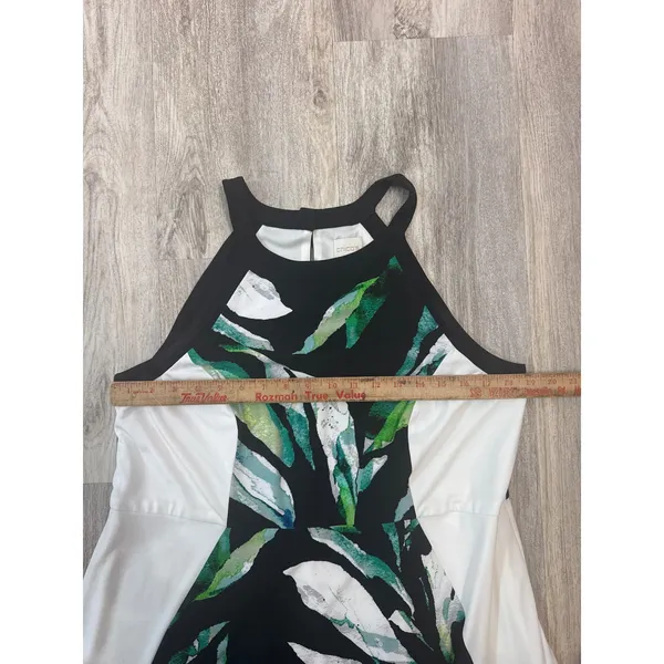 Chico's Palm Passion High-Low Maxi Dress Black White Tropical Leaf Size 2‎ Large - Image 5
