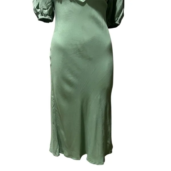 ASTR The Label Women's Green Midi Dress Size M Puff Sleeve Casual - Image 11