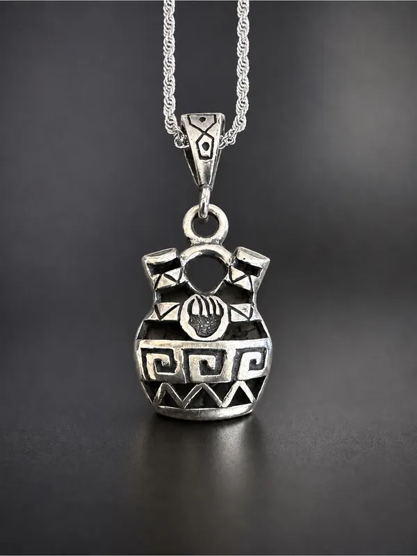 Vintage Native American Masha Wedding Vase Pendant Necklace Sterling Silver 925 - Image 3