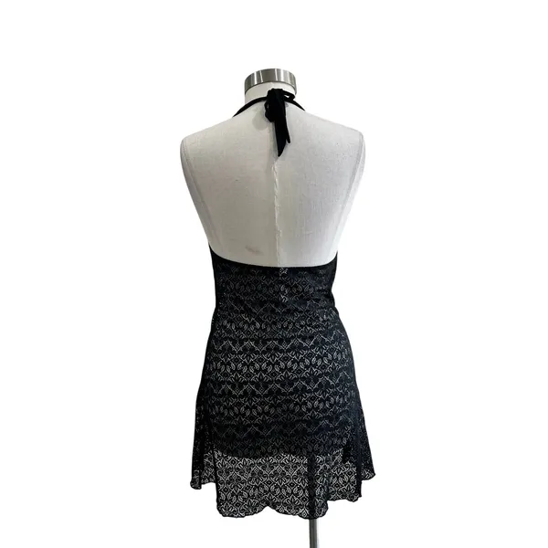 Black Lace Sheer Mini Nightgown Slip Dress Y2K Coquette Size‎ M - Image 3