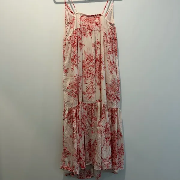 Old Navy Women's Small Floral Tropical Print Spaghetti Strap Midi Dress Pink - Image 7