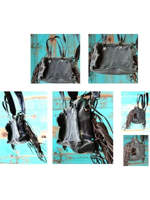 Myra Bag Crashing Waves Crossbody Tote Saddle Blanket Purse Leather Fringe NWOT - Image 10