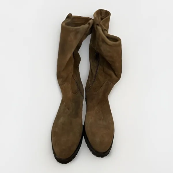 New Coach and Four Brown Suede Mid Calf Lug Sole Boots Made in‎ Italy Womens 9M - Image 3