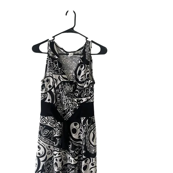 Kupcake Vintage Y2k Women's Size 8 Black White Tie Artsy Midi‎ Dress - Image 2