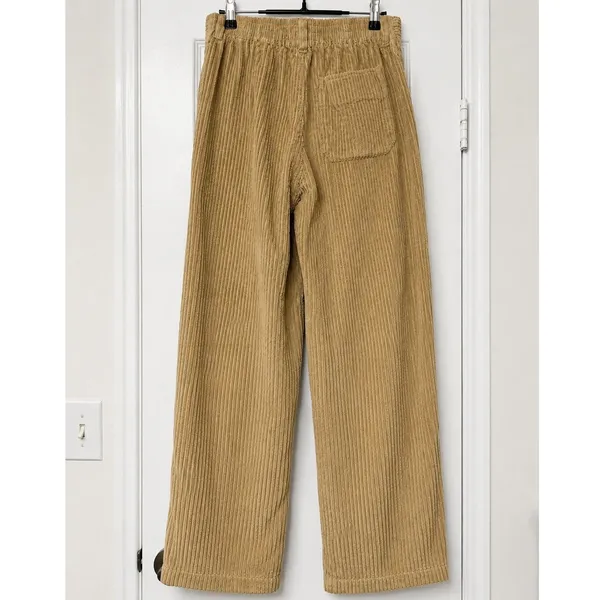 Urban Outfitters Tan Corduroy Wide Leg Pants High Rise Pleated Trousers S Cotton - Image 4