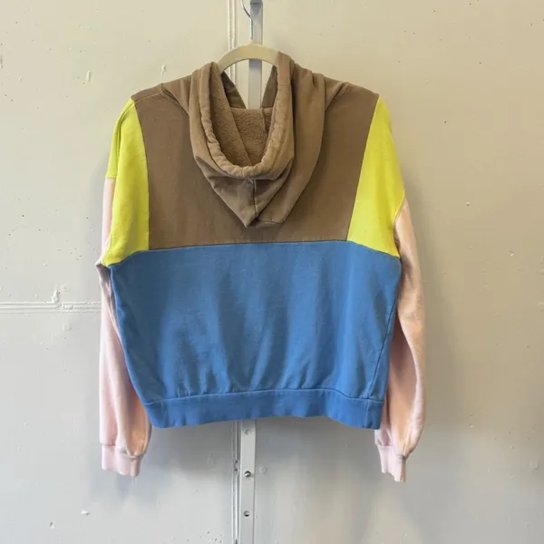 BP Nordstrom Womens Colorblock Half Zip Hoodie Sweatshirt Blue Brown Yellow Sm - Image 2