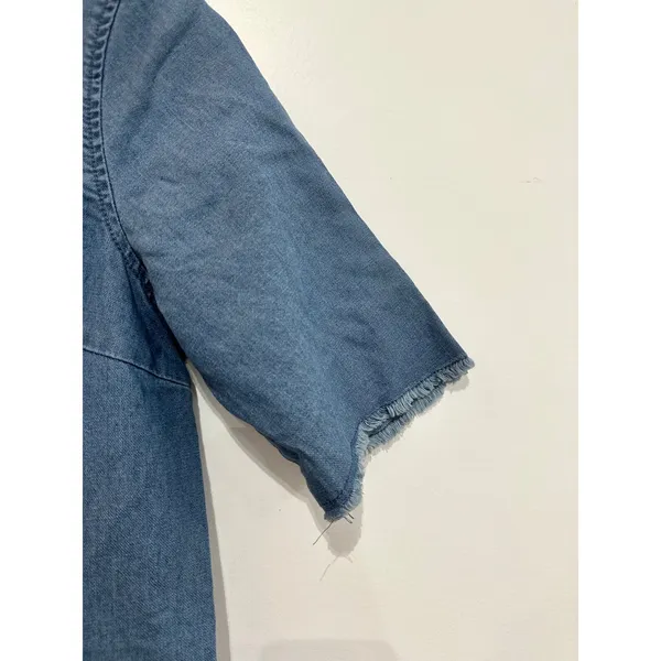 Who What Wear Denim Dress Blue Small 100% Cotton Short Sleeve Western Americana - Image 5