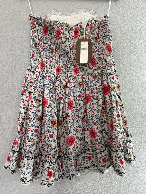 NWT Anthropologie Forever that Girl Rubble Tube Mini Dress Size XL Ivory Multi - Image 5
